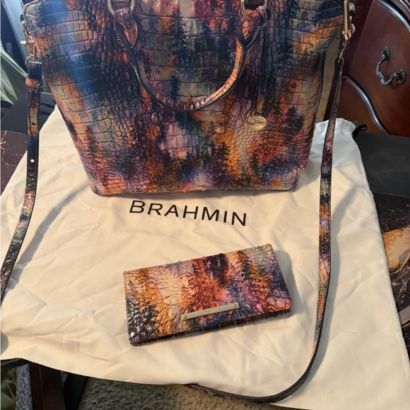 Brahmin Handbags - Set Brahmin Large Duxbury Dome Satchel Woodland Melbourne Leather and wallet